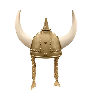 Adult Viking Helmet With Horns Braids Norse Barbarian Warrior Costume Accessory • $14.99
