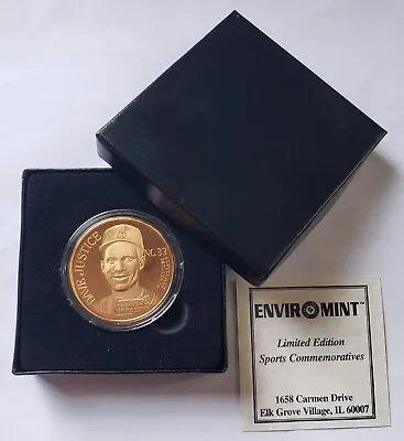1998 David Justice Enviromint Bronze  SAMPLE  Coin W/COA Cleveland Indians MLB • $197.97