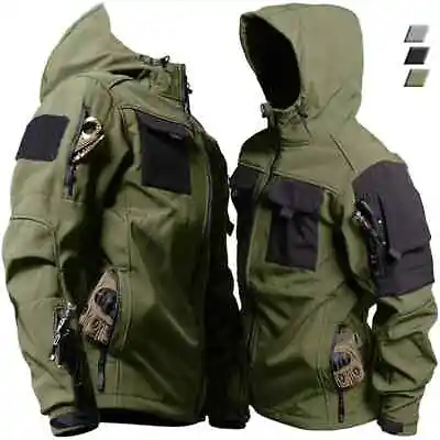 Men Military Soft Shell Waterproof Windproof Hooded Jacket Outdoor Functional US • $62.24