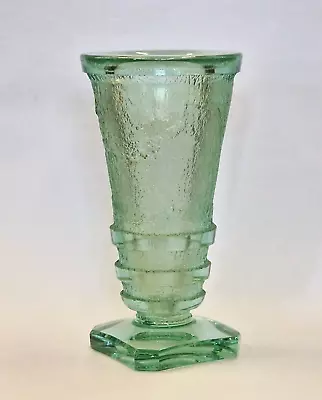 Daum Nancy Art Deco Glass Vase Acid Etched Clear Sea Green Circa 1930 • £1600