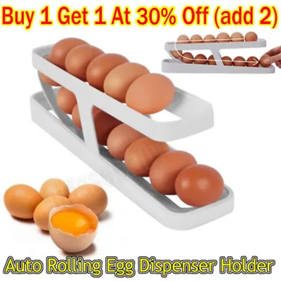 £6.85 • Buy Refrigerator Egg Dispenser Rolldown Auto Rolling Egg Holder 2 Tiers Storage Rack