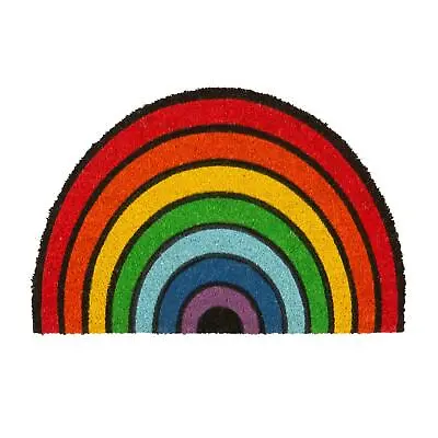 Coir Half Moon Door Mat Coconut Indoor Outdoor Welcome Mats 60 X 40cm Rainbow • £10