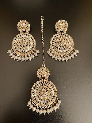 £14.50 • Buy Asian Indian Pakistani Rose Gold Plated Traditional Tikka Earrings Jewellers Set