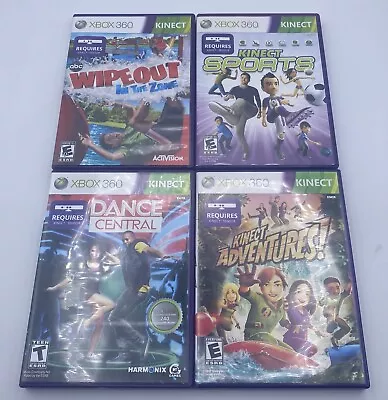 Lot Of 4 Xbox 360 Games Kinect Adventures Sports Dance Central Wipe Out • $14.40