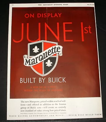 1929 Old Magazine Print Ad The New Buick Marquette Six On Display June 1st! • $12.99