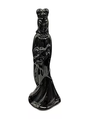 Royal Haeger Black Glazed Mandarin Woman 11.5  Statue Sculpture • $55