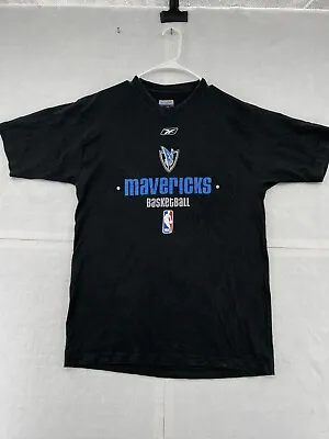 Dallas Mavericks Shirt Adult Medium Black Short Sleeve NBA Basketball Reebok Men • $14.95