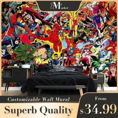 Super Heroes Graffiti 3D Wall Mural Removable Bedroom Wallpaper Murals • $34.99