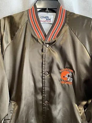 Cleveland Browns Satin Jacket Embroidered Logo Chalk Line XL Vintage • $31