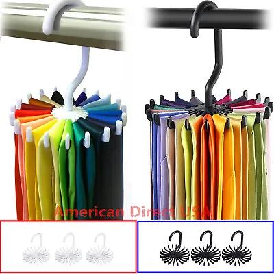 $6.50 • Buy 20 Rotating Tie Rack Hanger Organizer Twirling Scarf Belt Tie Hook Holder Ties
