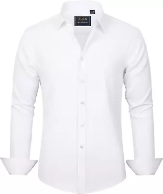 Men'S Dress Shirts Solid Long Sleeve Stretch Wrinkle-Free Formal Shirt Business  • $33.88
