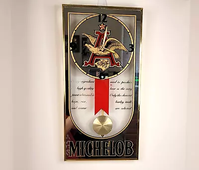 Vintage Anheuser Busch Michelob Pendulum Mirror Clock Wall Hanging Glass WORKS • $200