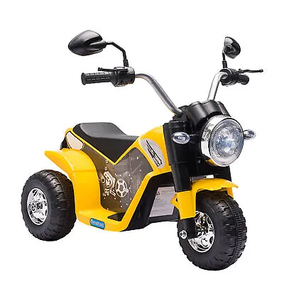 HOMCOM Kids 6V Electric Motorcycle Ride-On Toy Battery 18 - 36 Months Yellow • £41.99