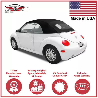 2003-10 Volkswagen Beetle Convertible Soft Top W/DOT Appv Window Black TOPFAST • $629.10