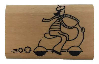 A Muse Artstamps Vespa Girl 9-6088D Scooter Wood Mounted Rubber Stamp • $4