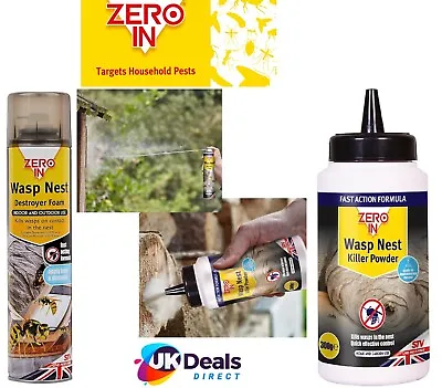 Zero In Wasp Nest Killer Destroyer Spray Foam 300ml Wasp Nest Powder 300g • £7.85