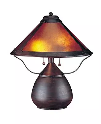 BO-464 Two Light Mica Shade Table Lamp  17 Inches Rust Finish • $183.27