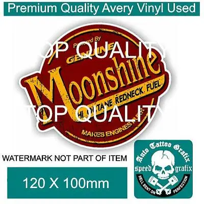 Powered By Genuine Moonshine Decal Sticker Retro Hot Rod Ratrod Vintage Stickers • $3.54