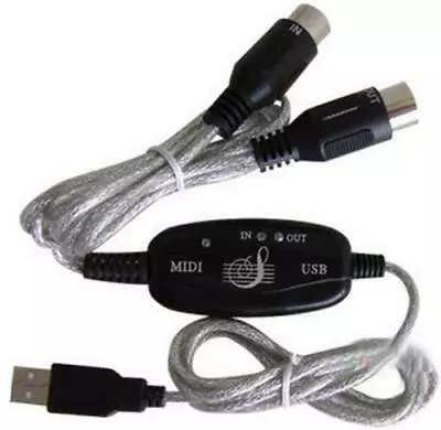 USB IN-OUT MIDI Interface Cable Converter PC To Music Keyboard Adapter Cord USA • $10.25