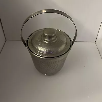  Hammered Aluminum Ice Bucket W/lid & Handle ITALY  • $14.99