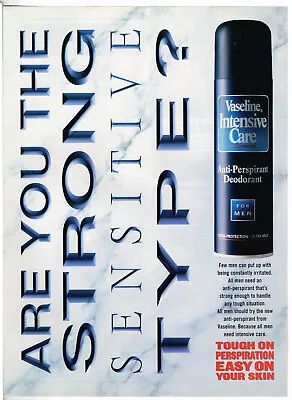 Vaseline Intensive Care Ad Anti Perspirant Deodorant 1994 Magazine Advert QE183 • £3.49