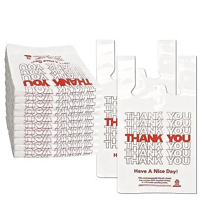 New Large 21 X 6.5 X 11.5  Thank You  T-Shirt Plastic Grocery Shopping Bags-1000 • $25.99