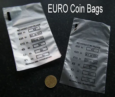 50 X Plastic Money / EURO Coin / Bank Bags - No Mixed Coins - New And Reusable • £1.95