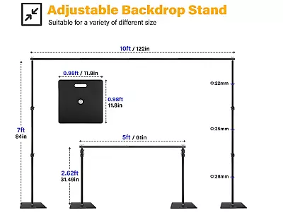 Backdrop Stand 10x7ft Sdfghj Heavy Duty Photography Back Drop Adjustable Stand • $69