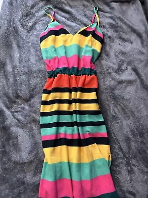 F&F Women's Rainbow Holiday Stripe Maxi Dress - Size XS • £2