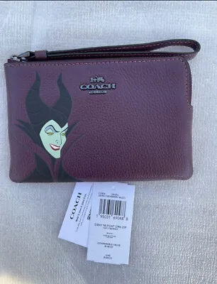 Disney X Coach Corner Zip Wristlet W/ Maleficent - Coach Maleficent Wristlet NWT • $105