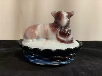 Lamb On Nest Amethyst Slag LG Wright Westmoreland Glass • $39.99