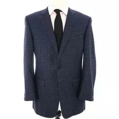 Versace Collection Mens IT54 US44 Blue Plaid 2 Button Blazer Suit Jacket • $124.99