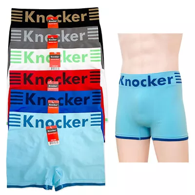 12 Men Boxer Briefs Knocker Seamless Microfiber Underwear Wholesale One Size New • $34.94