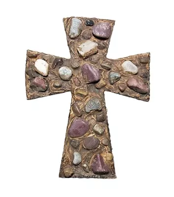 Handmade Cross Rocks Stones Wall Decor 9 X7  3D Religious Christian  • $9.99