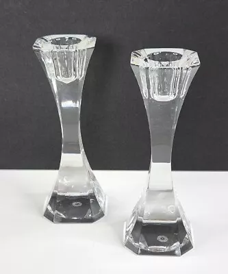 Pair Of Villeroy Boch Lead Crystal Candle Holders Candlesticks 6.5” Heavy Signed • $30