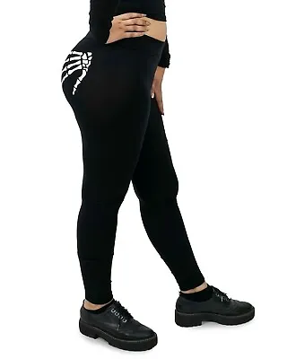 £8.49 • Buy Womens Halloween Leggings Sexy Costume Ladies Skeleton Hands Printed Bottoms