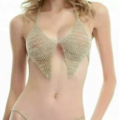 New Medieval Viking Antique Sexy Aluminum Chain Mail Bra For Women Swimming • $82.08