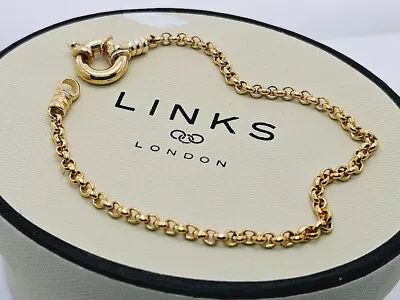 Links Of London Belcher Bracelet GOLD VERMEIL Charm Chain New Senorita Clasp • £89.99