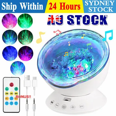 $24.95 • Buy Relaxing Projector  Night Light Music Ocean Wave LED Lamp Kids Sleep Remote USB