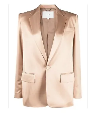 New A.L.C. Dakota Blush Pink Satin Single Button Blazer In Rose Gold Size 2 • $165