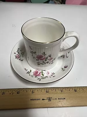 Crown Staffordshire English Rose Ribbed Cup & Saucer Vintage • $10.11