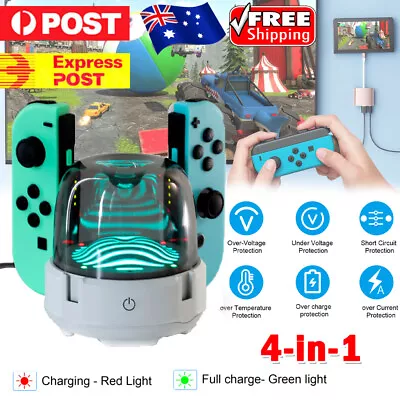 For Nintendo Switch 4 In 1 For Joy-Con Game Charger Station LED Charging Dock AU • $16.99