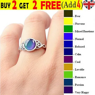 £3.79 • Buy Magic Stone Mood Ring Adjustable Womens Temperature Change Color Oval Jewelry UU