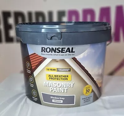 Ronseal Masonry Paint Shadow Grey 10L  Smooth  15 Year All Weather Protection • £24.99