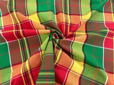 Madras Check Cotton Fabric Shirting Woven Multicoloured Plaid Shirt Dressmaking • £5.10
