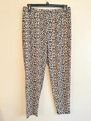 Vikki Vi 2X Silky Jersey Pants Elastic Waist Pull On Straight Leg Womens Leopard • $29.99