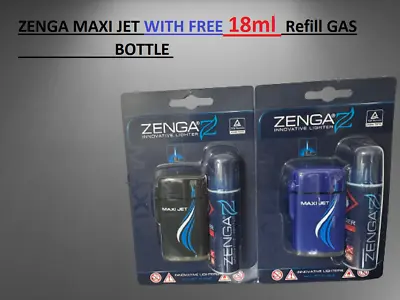 £5.65 • Buy ZENGA Maxi Jet Turbo Jet Flame Windproof LIGHTER Free 18ml Gas Refill VALUE PACK