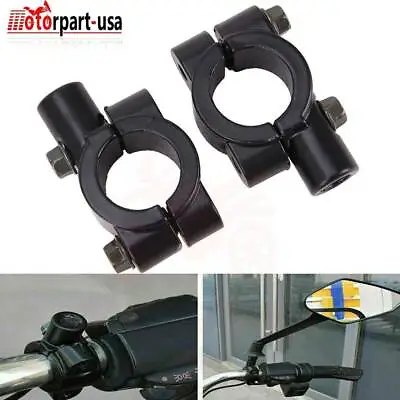 Pair Universal Motorcycle Mirrors Mount Bracket Clamp 22mm 7/8  Handlebar ATV • $7.99