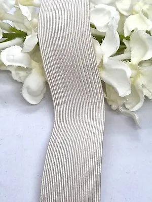 Cream Poly  Strong Elastic Tape 25 Mm 1 Metre Webbing Strap Lashing Upholstery • £2.29