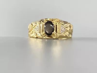 10KYG Synthetic Cabochon Cat's Eye Gent's Ring Sz 9.25 (KS1011937) • $209.99